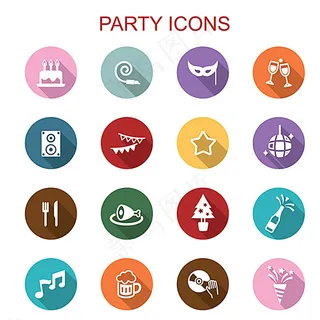16个精致剪影生日聚会图标图片
