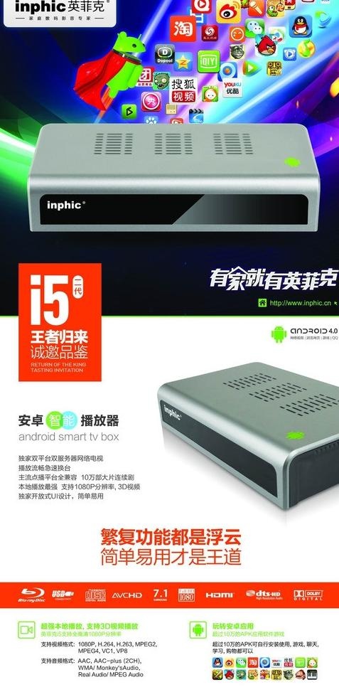 英菲克网络机顶盒I5图片psd模版下载