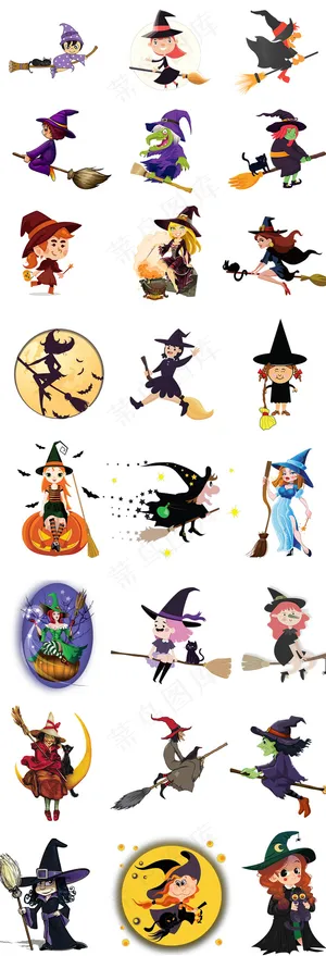 万圣节卡通女巫PNG免扣设计元素