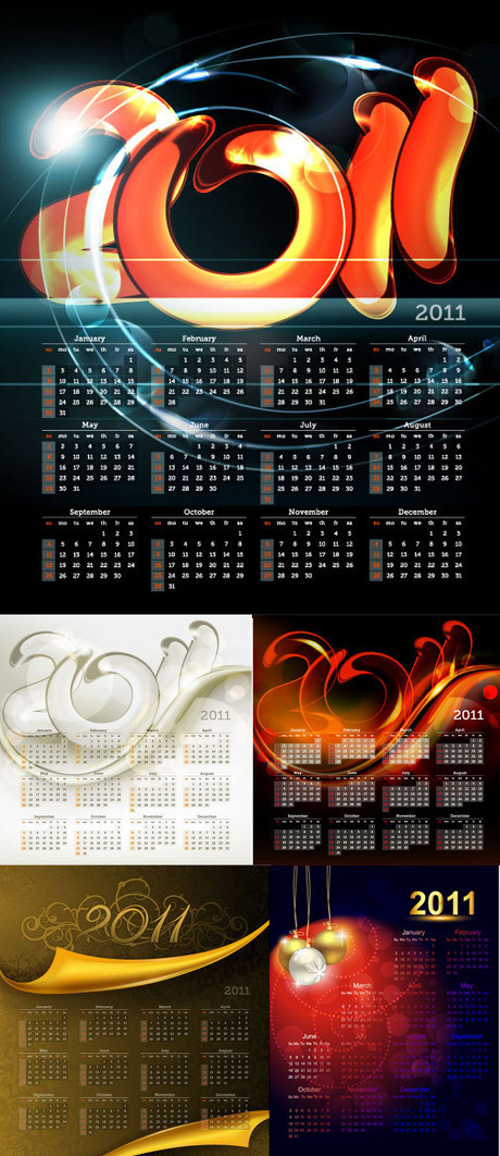 2011年超炫日历矢量素材eps,ai矢量模版下载