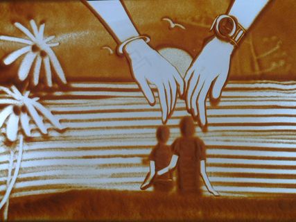 牵手的情侣沙画图片