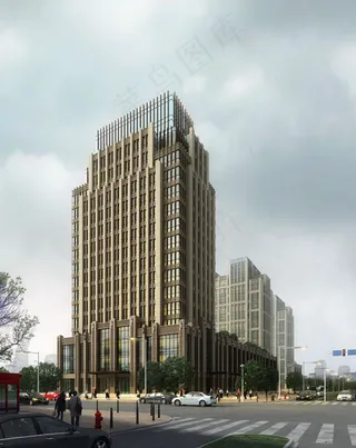 街角高层建筑景观PSD分层素材