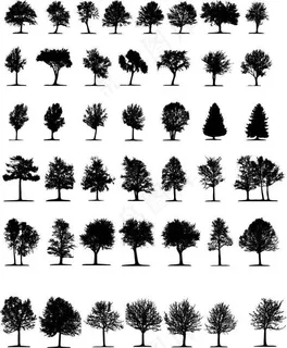 各种树木剪影矢量素材
