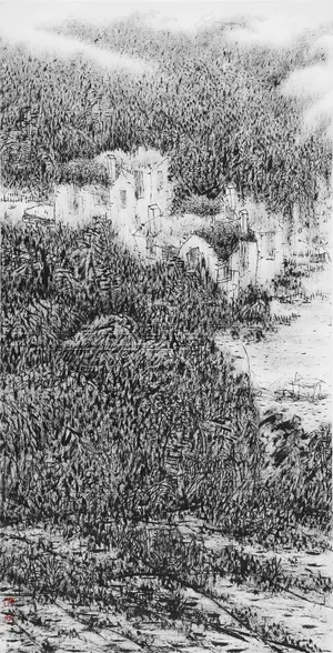 焦墨山水画图片 焦墨山水画图片
