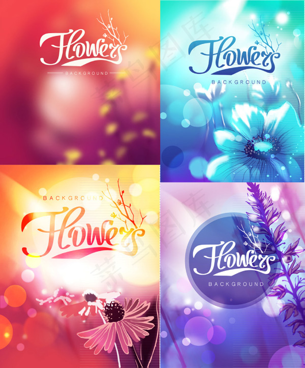 彩色花纹梦幻背景设计(200X254)eps,ai矢量模版下载
