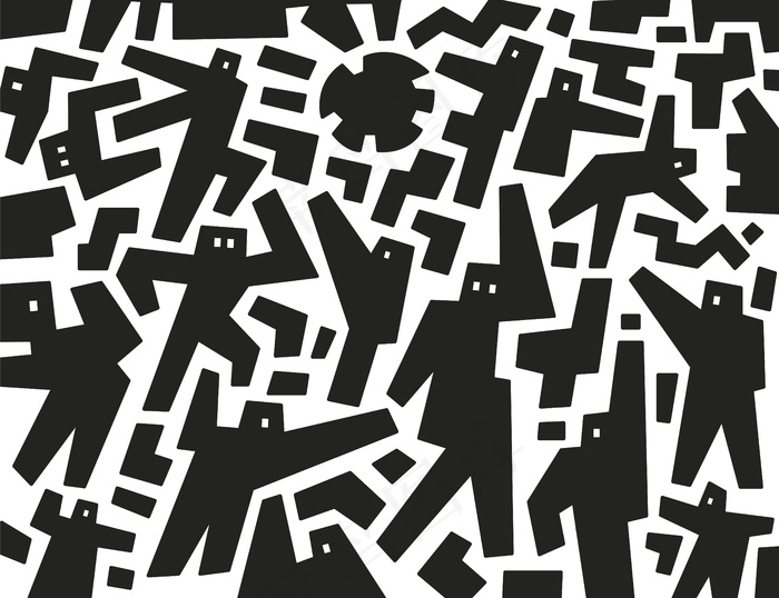 动漫黑与白的抽象图案矢量素材2