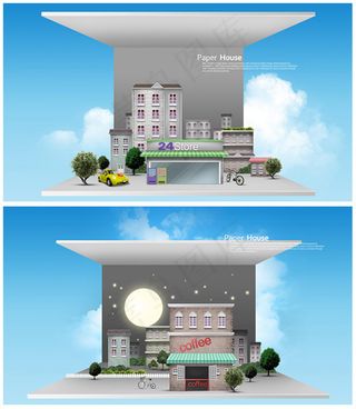 折纸咖啡店场景