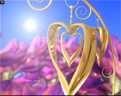 金色爱心风铃挂件素材下载