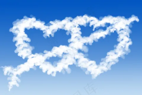 蓝天白云心形云朵素材
