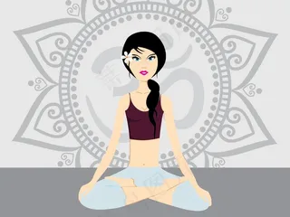 在瑜伽姿势性感女孩插画