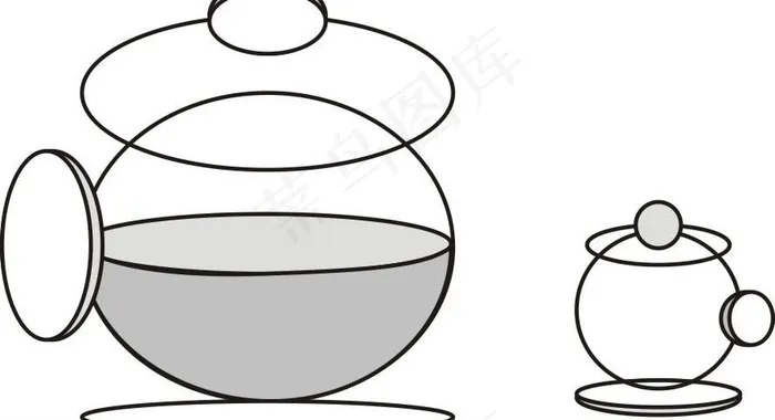 茶壶与杯子图片cdr矢量模版下载