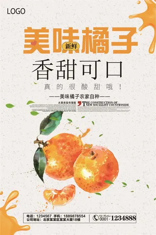 小清新橘子宣传海报