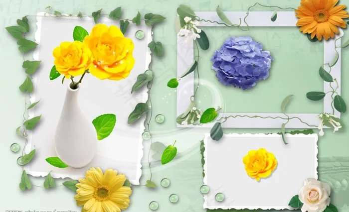 鲜花相框图片(4606X3071(DPI:260))psd模版下载