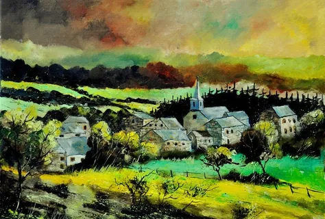 油画 山村景色图片 油画 山村景色图片