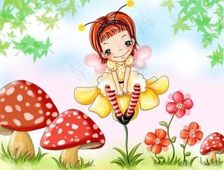 花蕊上的天使女孩 韩国卡通女孩图片