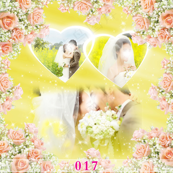 精美玫瑰花婚庆模板设计素材