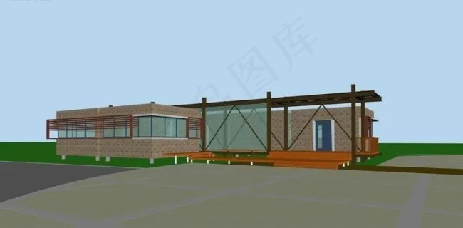 城市景观亭子休息屋3D模型设计