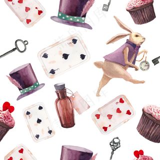 cm035童话爱丽丝梦游仙境水彩时...