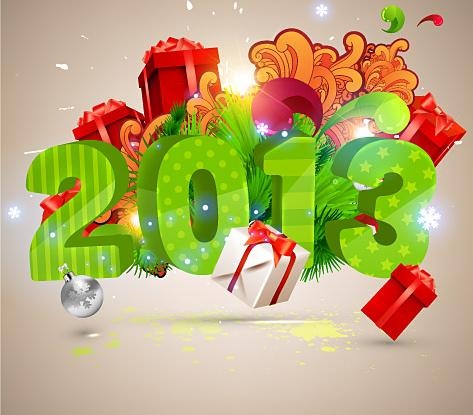2013新年卡片矢量素材五ai矢量模版下载