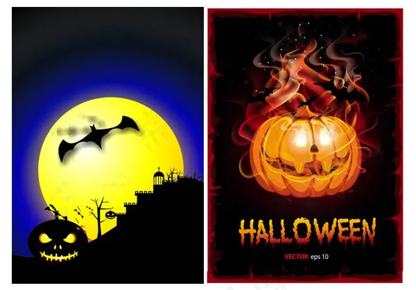 魔幻南瓜万圣节背景矢量素材cdr矢量模版下载