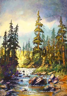 油画 森林河流图片 油画 森林河流图片