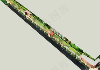 商业街建筑群鸟瞰效果图设计