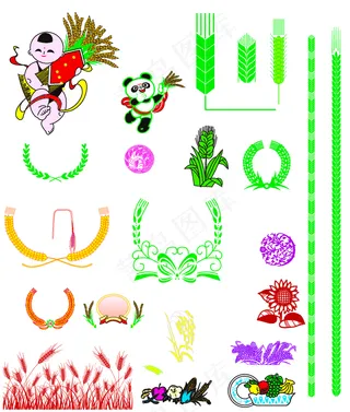 绿色麦穗线条矢量图绿色麦穗线条矢量图