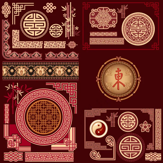 中式古典花纹ai矢量模版下载