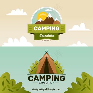 手绘露营标志模板