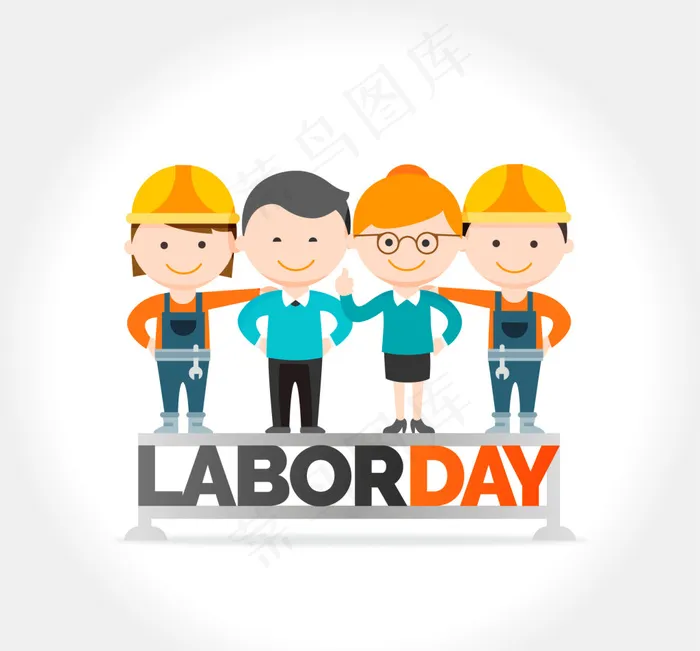 劳动节背景与可爱的工人ai矢量模版下载