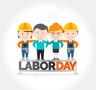 劳动节背景与可爱的工人