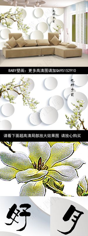 baby壁画 3D花好月圆