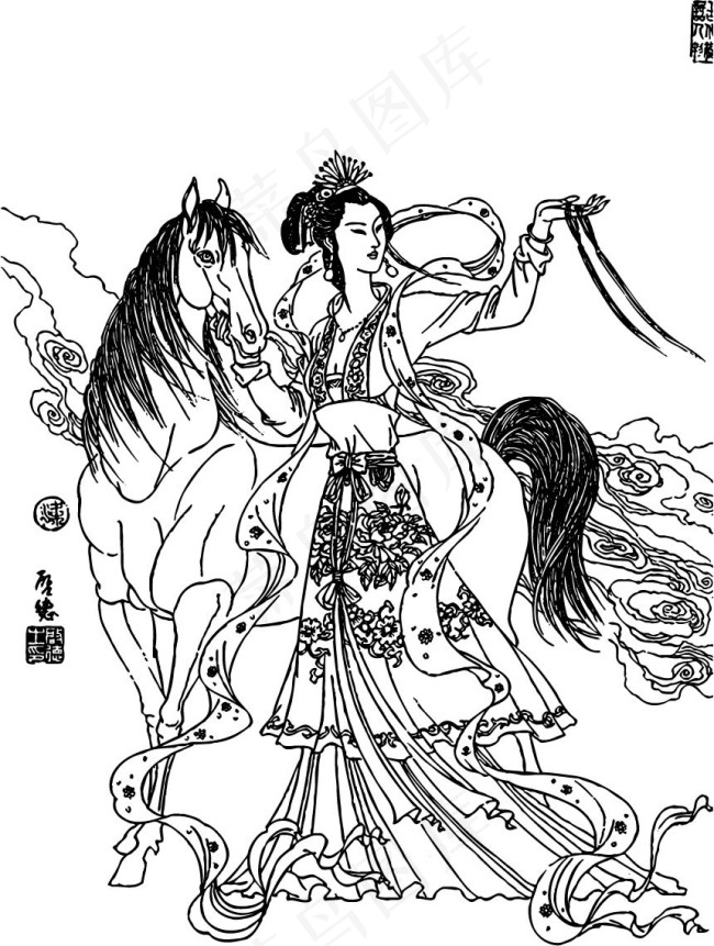蚕神图ai矢量模版下载