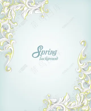 春天开花的花卉背景矢量插画