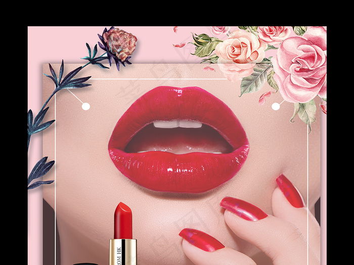 美甲唇彩彩妆海报整形美容广告