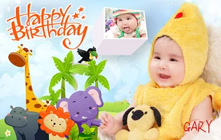 孩子 生日派对海报 活泼