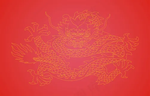 龙线描图片
