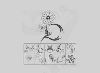 创意的花朵花纹装饰笔刷