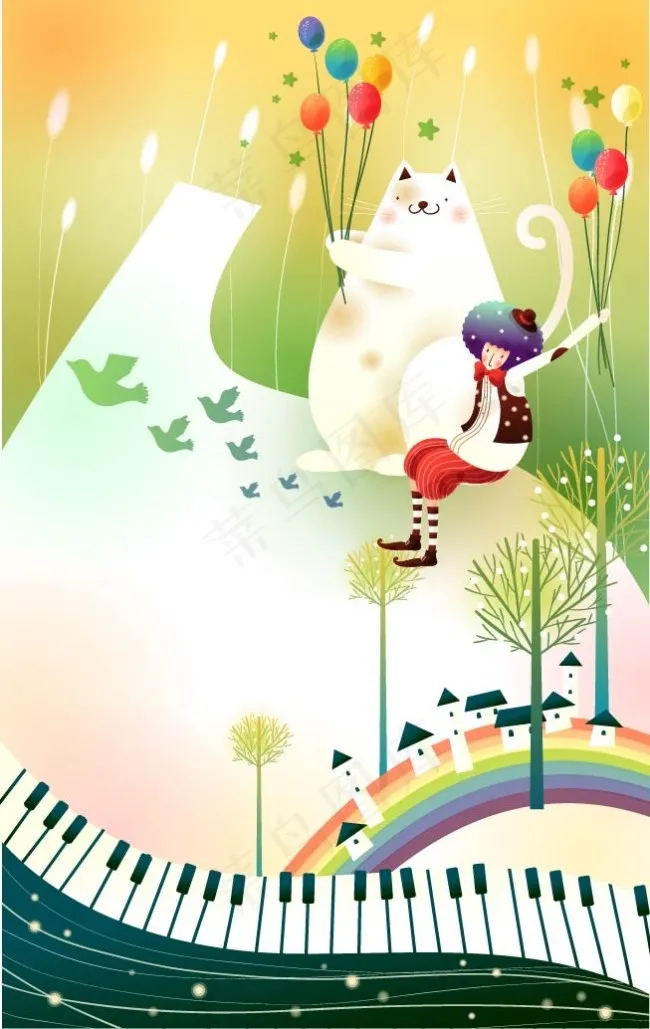 琴钢上的世界ai矢量模版下载