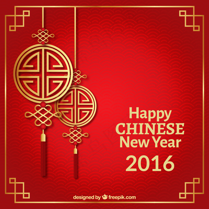 一个红色的背景中国新年快乐ai矢量模版下载