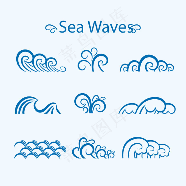蓝色海浪设计ai矢量模版下载