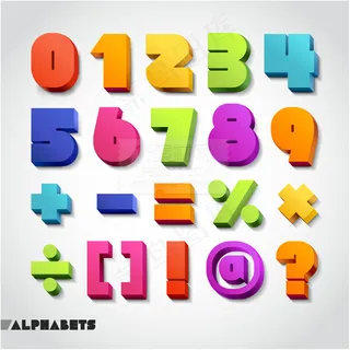 多彩立体数字与符号矢量 多彩立体数字与符号矢量