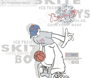 打蓝球的卡通人