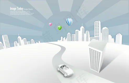 直通城市剪影PSD素材