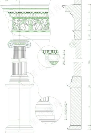 欧式构造 爱奥尼克柱 西式柱图片