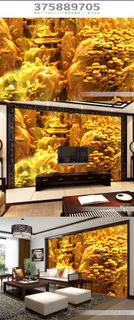 松鹤延年迎客松玉雕背景墙