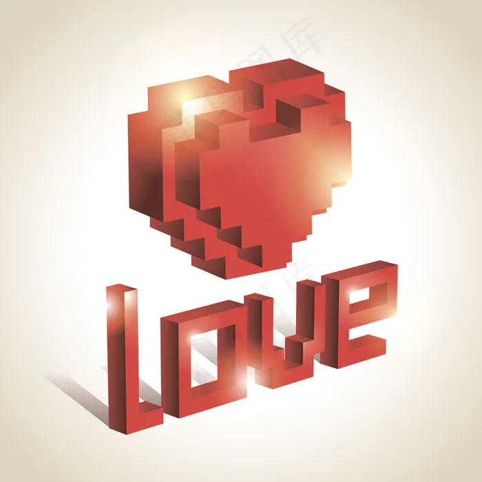 立体LOVE字体矢量素材ai矢量模版下载