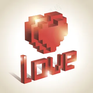 立体LOVE字体矢量素材