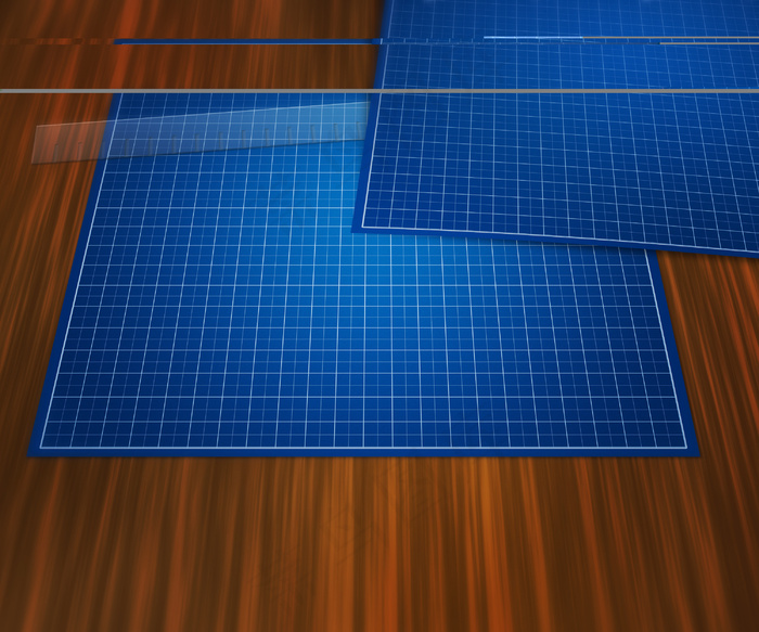 空白的蓝图在表格的背景