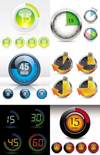 钟表与仪表——矢量素材